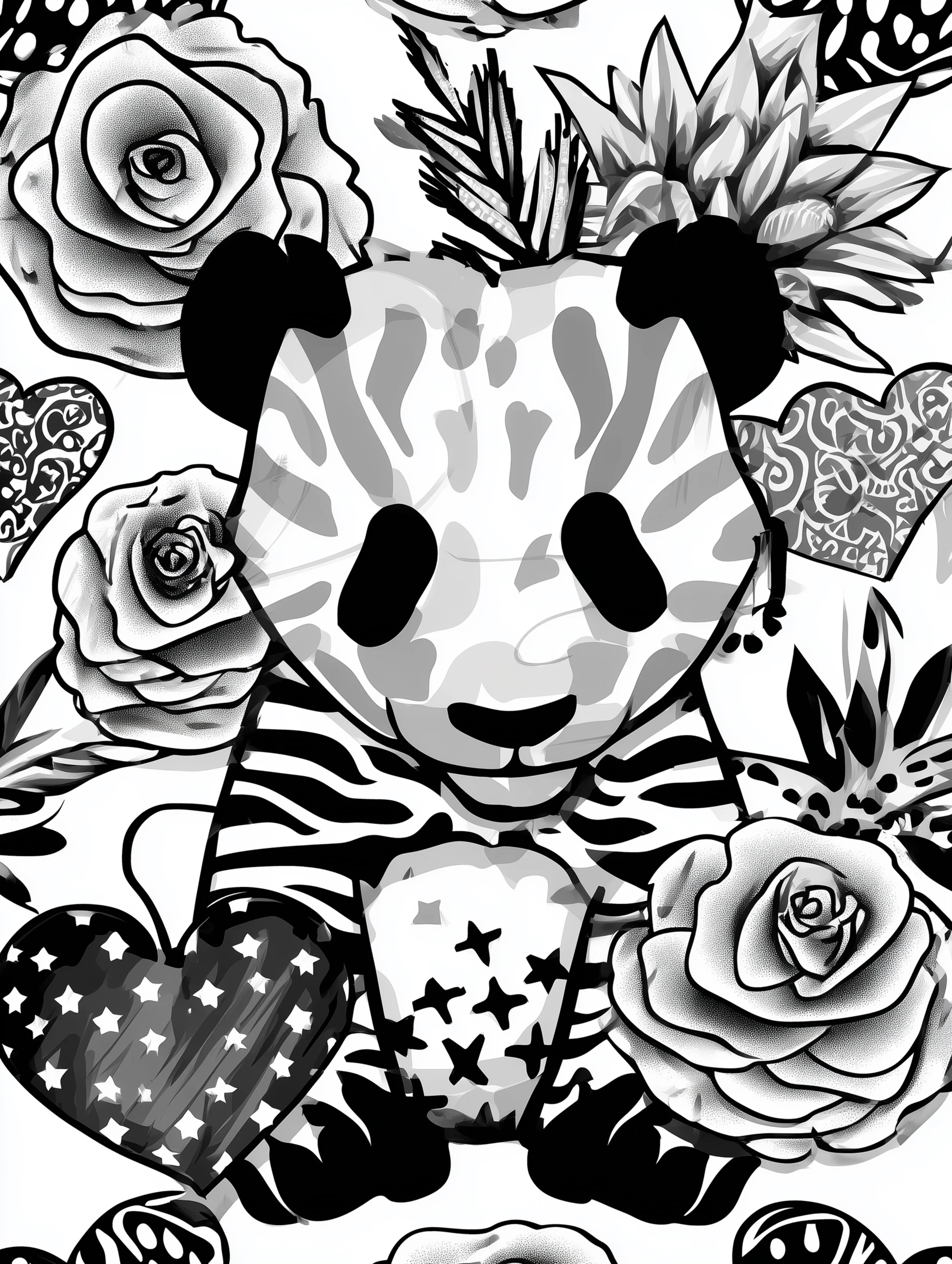 Free printable zoo coloring sheet featuring a sitting panda